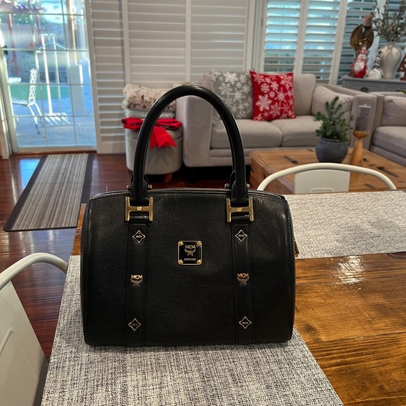 MCM Saffiano Leather Boston Bag Made in Korea - Picture 1 of 16